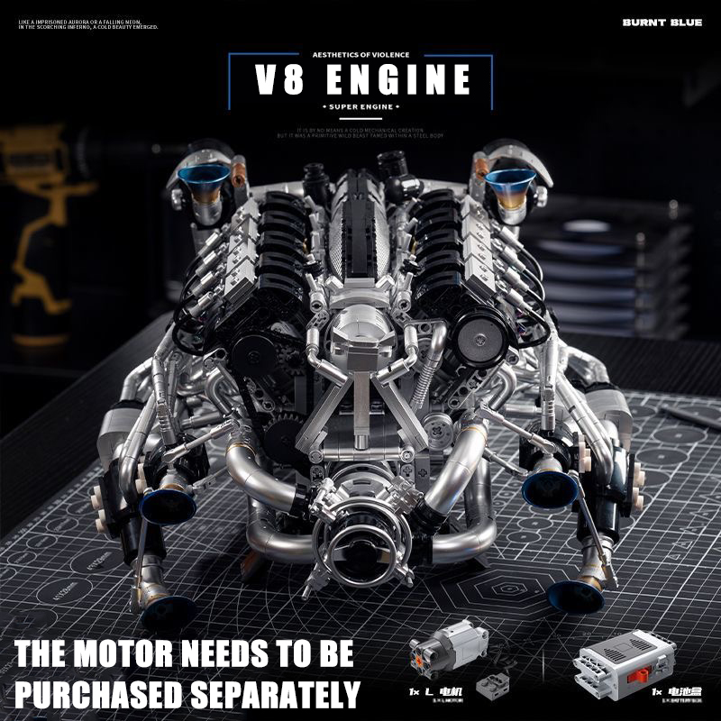 Model Kit Engine V8 - Moc supercar v8 blocos de construção